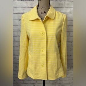 Talbots Casual Blazer Yellow Sunshine Stripe Jacket Anchor Med Career Flawed
